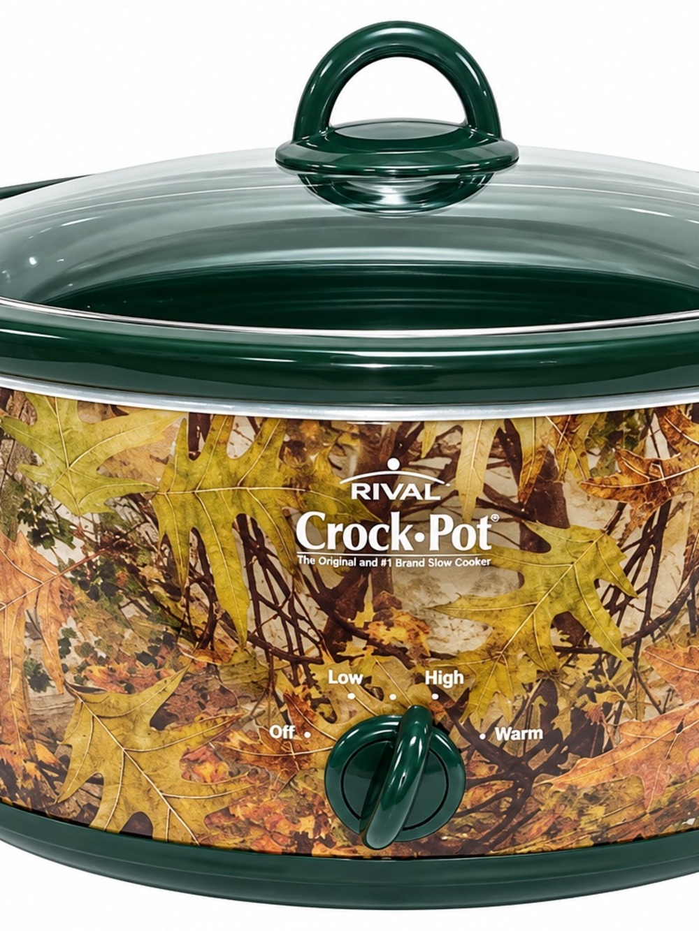 Very Rare Crock-Pot Green Slow Cooker with Camo Autumn Leaf Design